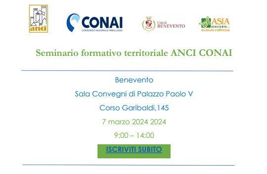 A Benevento seminario formativo sull’accordo ANCI CONAI